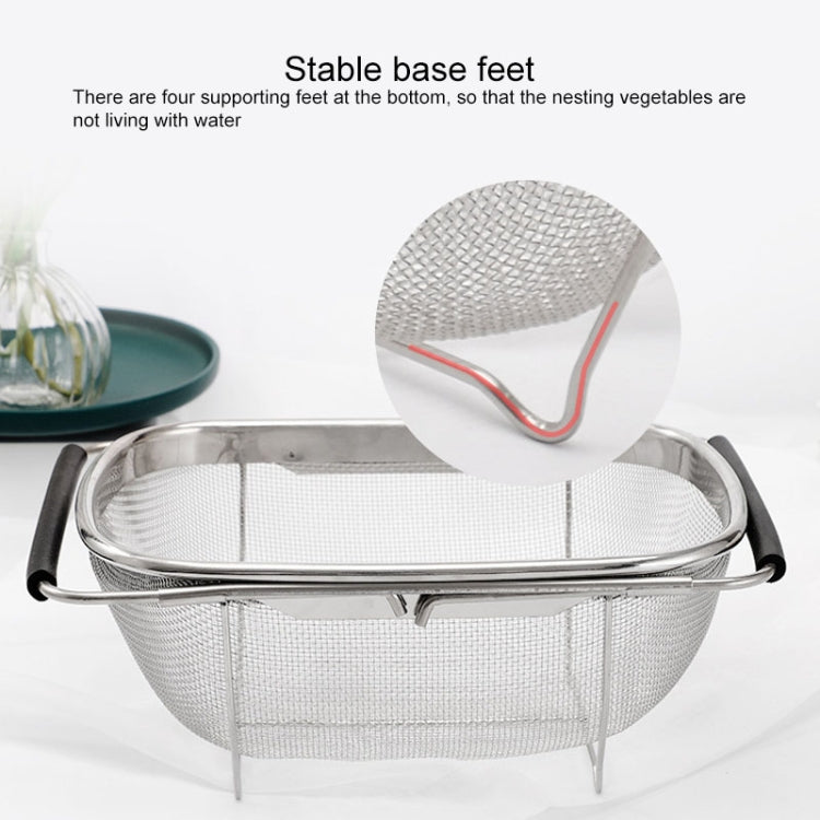 Stainless Steel Foldingf Filter Kitchen Tools Drainage Household Retractable Vegetable Fruit Basket, Size:18x27x11cm