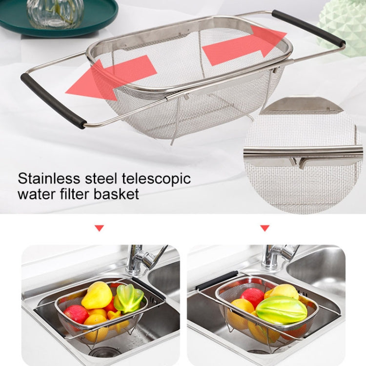 Stainless Steel Foldingf Filter Kitchen Tools Drainage Household Retractable Vegetable Fruit Basket, Size:18x27x11cm