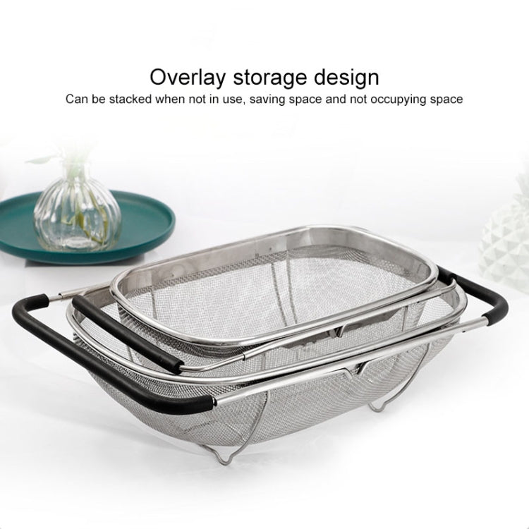 Stainless Steel Foldingf Filter Kitchen Tools Drainage Household Retractable Vegetable Fruit Basket, Size:18x27x11cm