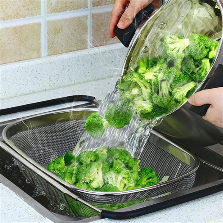Stainless Steel Foldingf Filter Kitchen Tools Drainage Household Retractable Vegetable Fruit Basket, Size:18x27x11cm