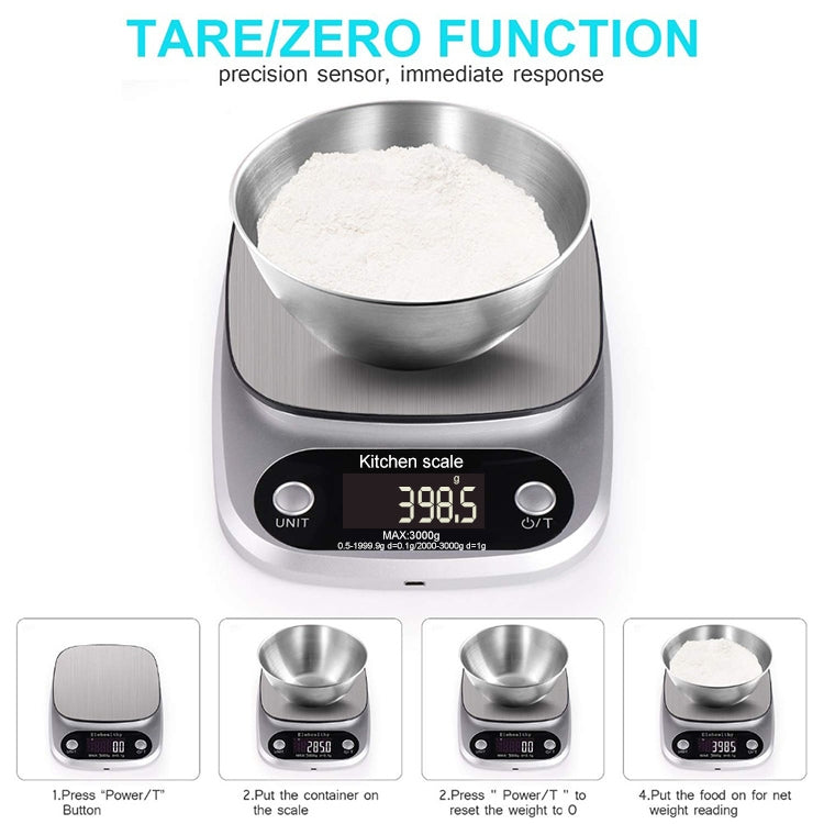 BOH-C305 Kitchen Stainless Steel LCD  Electronic Scale, Specification: 10kg / 1g