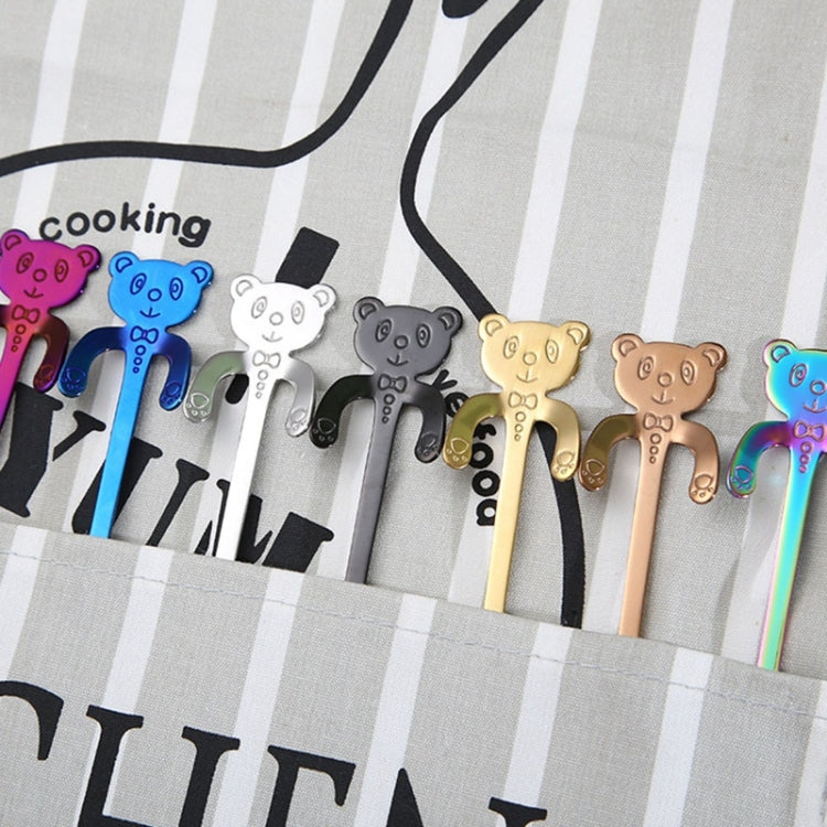 Cute Bear Spoon Long Handle Spoons Coffee Drinking Tools(Purple)