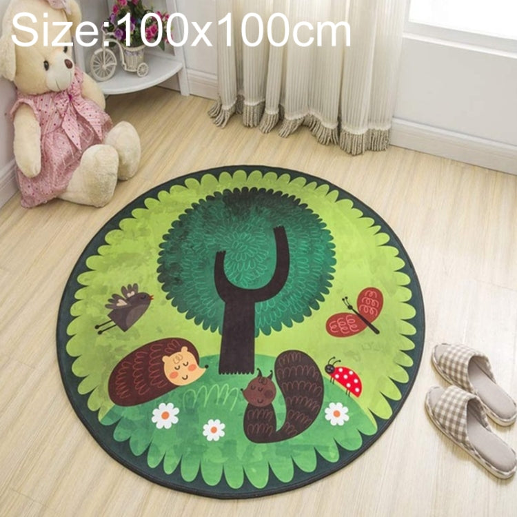 Circular Water Uptake Carpet  Floot Mat Cartoon Door Mat, Diameter: 100cm(Hedgehog)