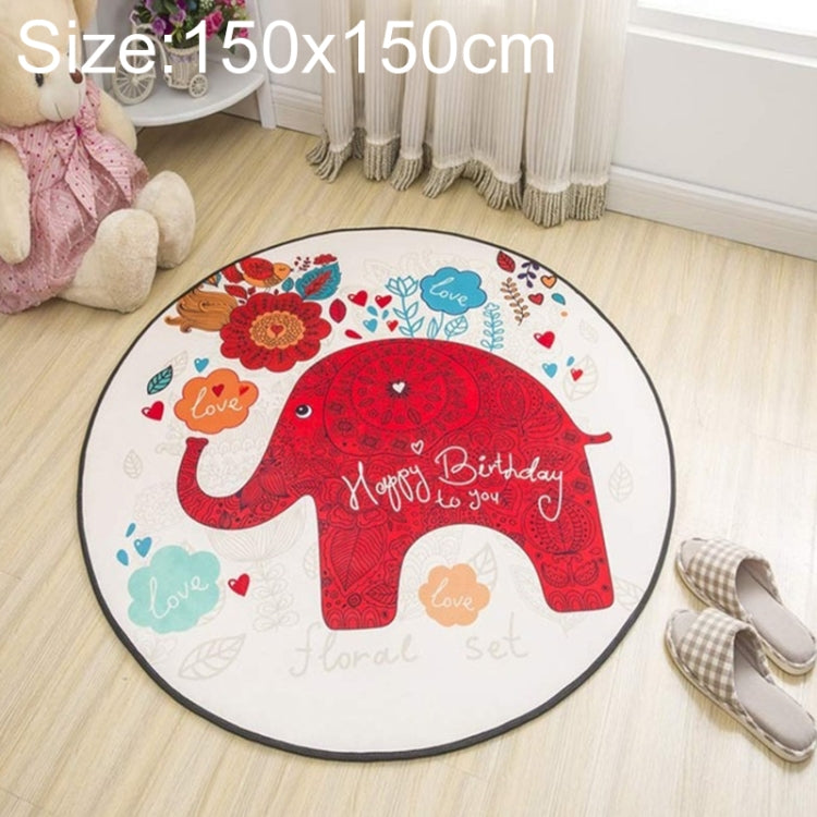 Circular Water Uptake Carpet  Floot Mat Cartoon Door Mat, Diameter: 150cm(Elephant)