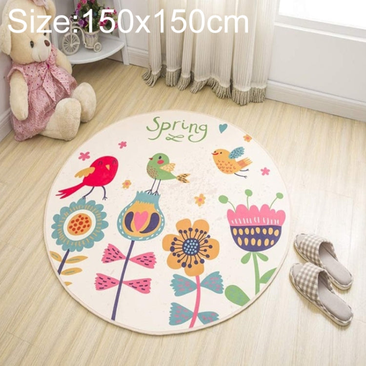 Circular Water Uptake Carpet  Floot Mat Cartoon Door Mat, Diameter: 150cm(Bird)