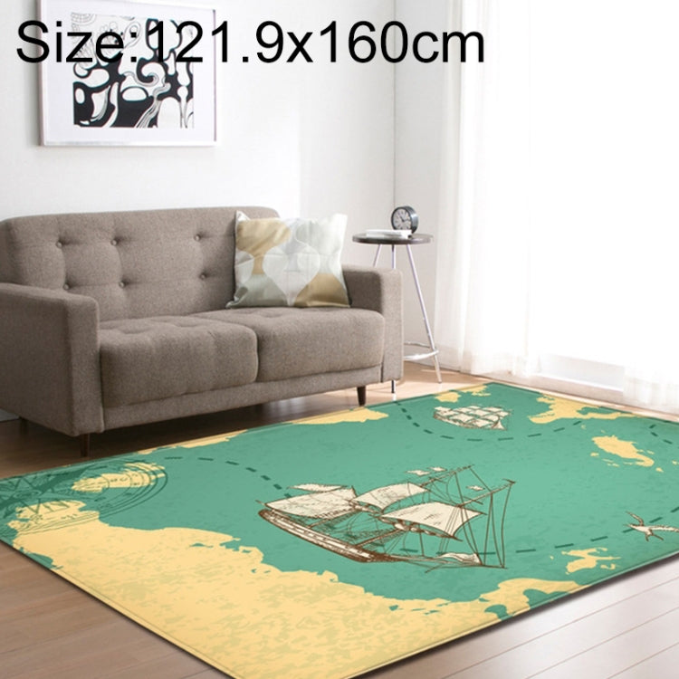 Retro Mat Flannel Velvet Carpet Play Basketball Game Mats Baby Crawling Bed Rugs, Size:121.9x160cm(Sailing)