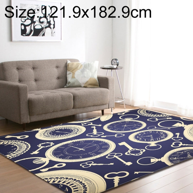 Retro Mat Flannel Velvet Carpet Play Basketball Game Mats Baby Crawling Bed Rugs, Size:121.9x182.9cm(Time Clocks)