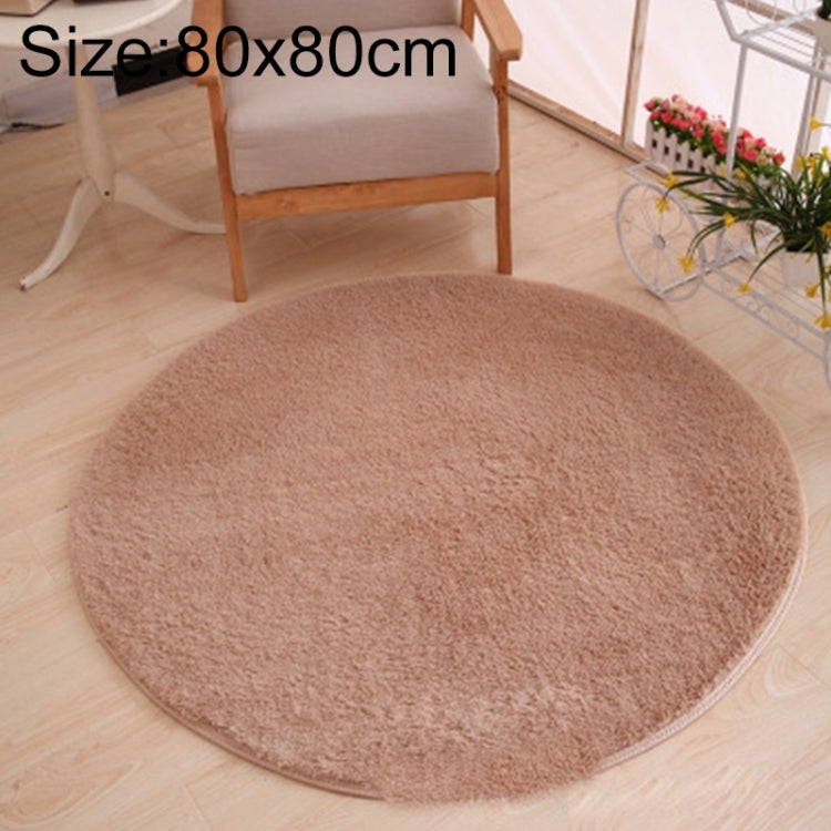 KSolid Round Carpet Soft Fleece Mat Anti-Slip Area Rug Kids Bedroom Door Mats, Size:Diameter: 80cm(Light Tan)