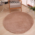 KSolid Round Carpet Soft Fleece Mat Anti-Slip Area Rug Kids Bedroom Door Mats, Size:Diameter: 80cm(Light Tan)