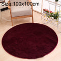 KSolid Round Carpet Soft Fleece Mat Anti-Slip Area Rug Kids Bedroom Door Mats, Size:Diameter: 100cm(Wine Red)