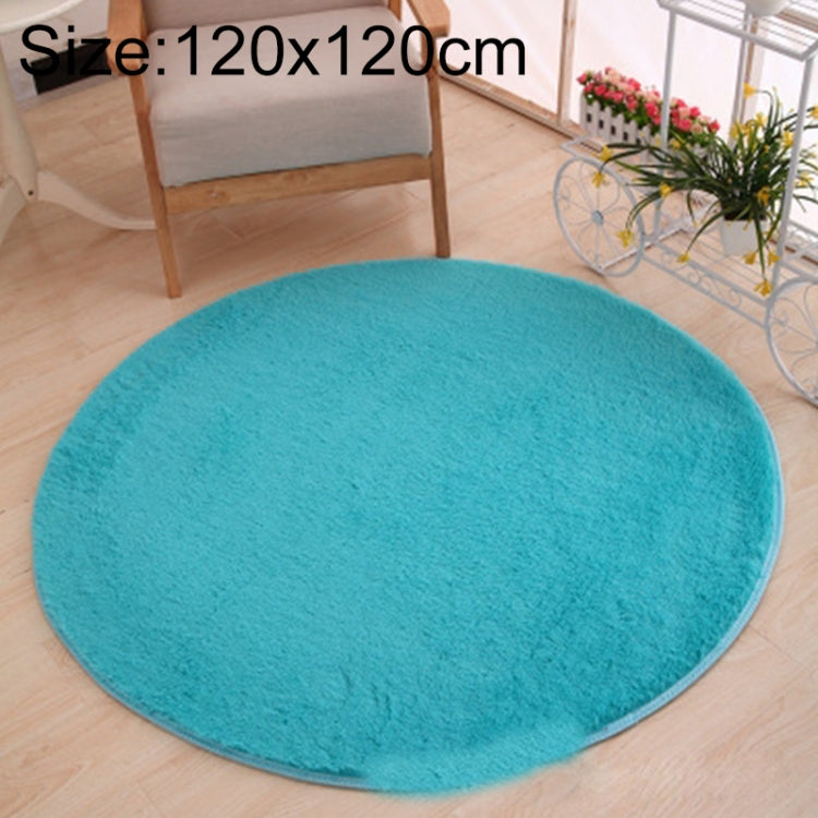 KSolid Round Carpet Soft Fleece Mat Anti-Slip Area Rug Kids Bedroom Door Mats, Size:Diameter: 120cm(Blue)