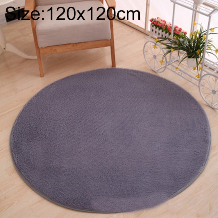 KSolid Round Carpet Soft Fleece Mat Anti-Slip Area Rug Kids Bedroom Door Mats, Size:Diameter: 120cm(Silver Grey)