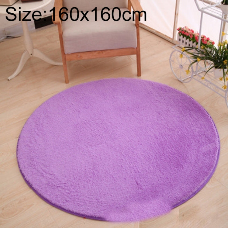 KSolid Round Carpet Soft Fleece Mat Anti-Slip Area Rug Kids Bedroom Door Mats, Size:Diameter: 160cm(Purple)