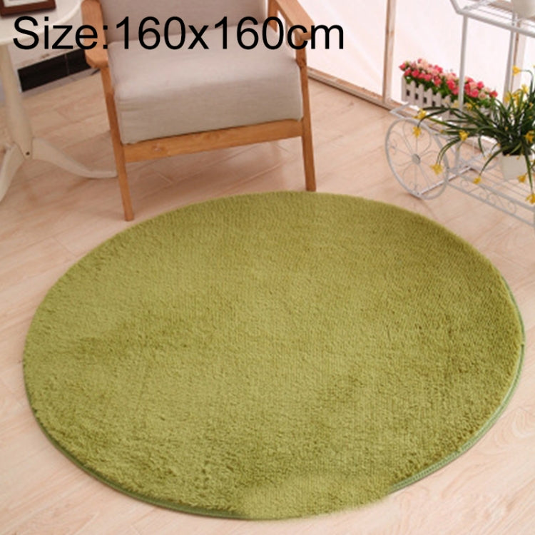 KSolid Round Carpet Soft Fleece Mat Anti-Slip Area Rug Kids Bedroom Door Mats, Size:Diameter: 160cm(Grass Green)