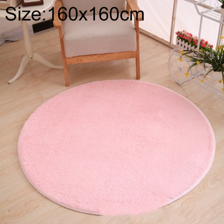 KSolid Round Carpet Soft Fleece Mat Anti-Slip Area Rug Kids Bedroom Door Mats, Size:Diameter: 160cm(Pink)