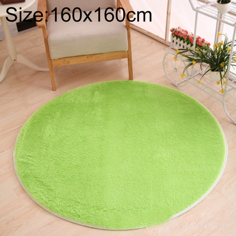 KSolid Round Carpet Soft Fleece Mat Anti-Slip Area Rug Kids Bedroom Door Mats, Size:Diameter: 160cm(Candy Green)