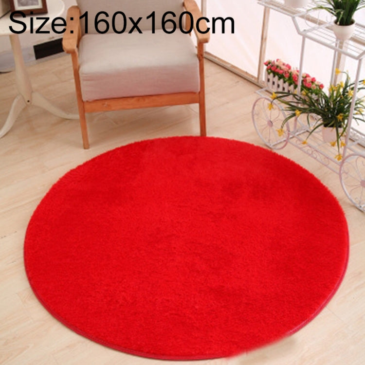 KSolid Round Carpet Soft Fleece Mat Anti-Slip Area Rug Kids Bedroom Door Mats, Size:Diameter: 160cm(Red)