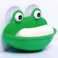 Bathroom Cute Cartoon Strong Suction Cup Drain Soap Box(Green)