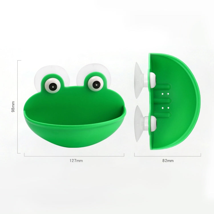 Bathroom Cute Cartoon Strong Suction Cup Drain Soap Box(Green)