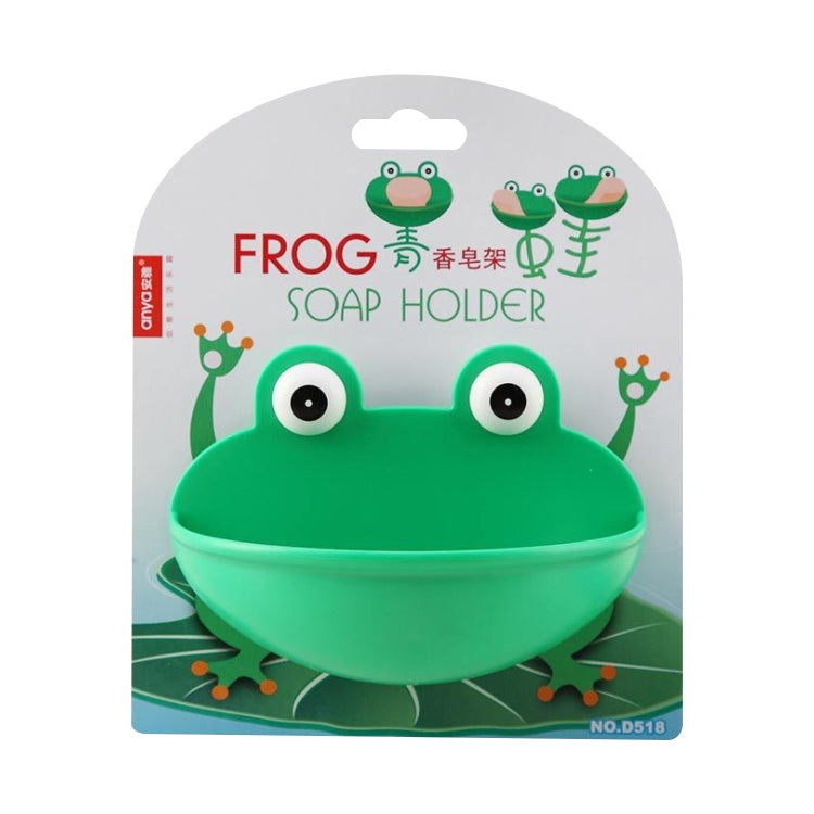 Bathroom Cute Cartoon Strong Suction Cup Drain Soap Box(Green)