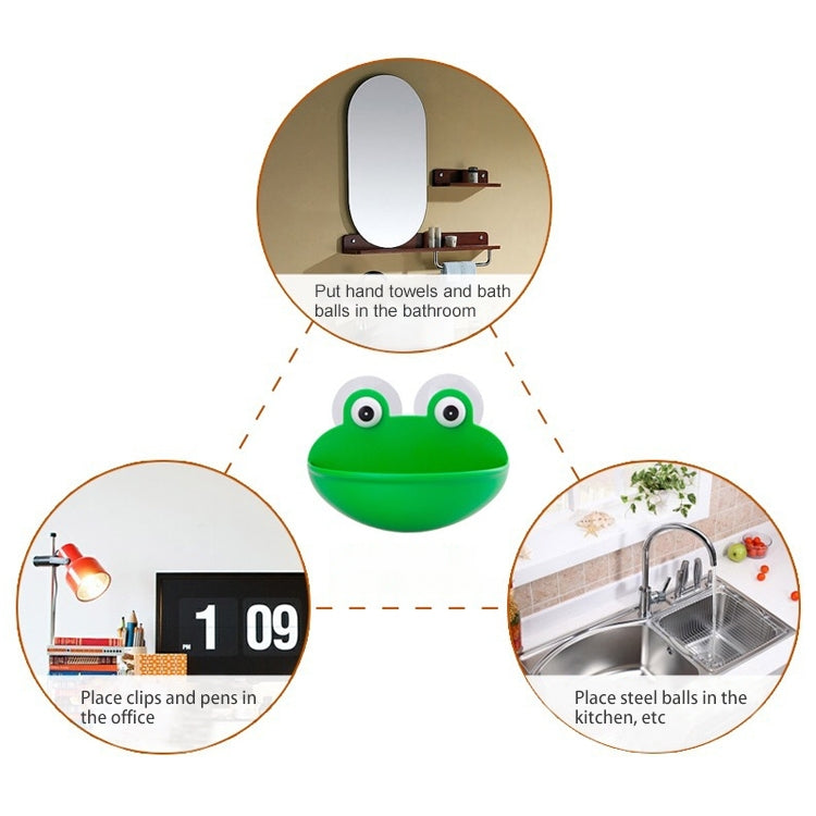 Bathroom Cute Cartoon Strong Suction Cup Drain Soap Box(Green)