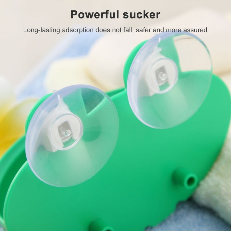 Bathroom Cute Cartoon Strong Suction Cup Drain Soap Box(Green)