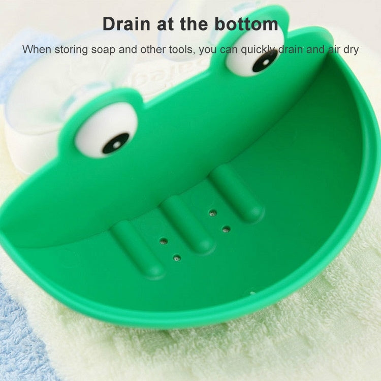 Bathroom Cute Cartoon Strong Suction Cup Drain Soap Box(Green)
