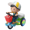 Electric Universal Stunt Tricycle Rotating Cartoon Toy Car with Light Music, Random Color Delivery(Boy)