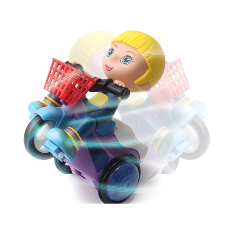 Electric Universal Stunt Tricycle Rotating Cartoon Toy Car with Light Music, Random Color Delivery(Girl)