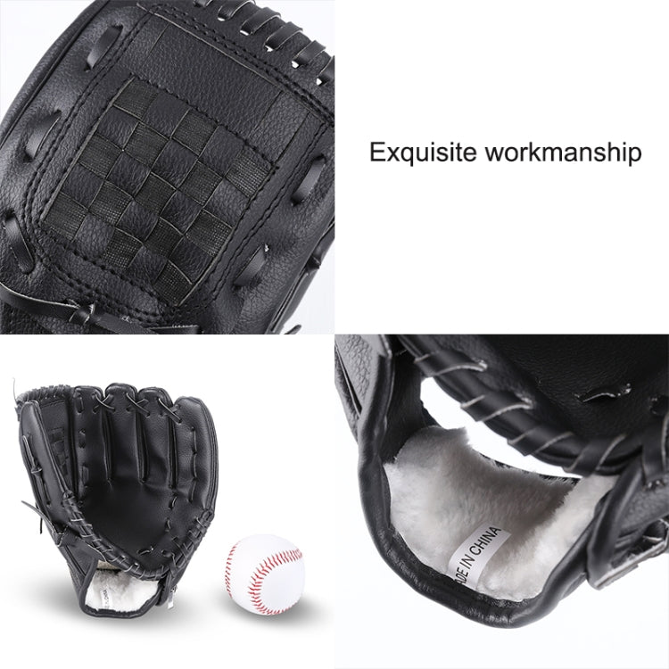 PVC Outdoor Motion Baseball Leather Baseball Pitcher Softball Gloves, Size:10.5 inch(Black)