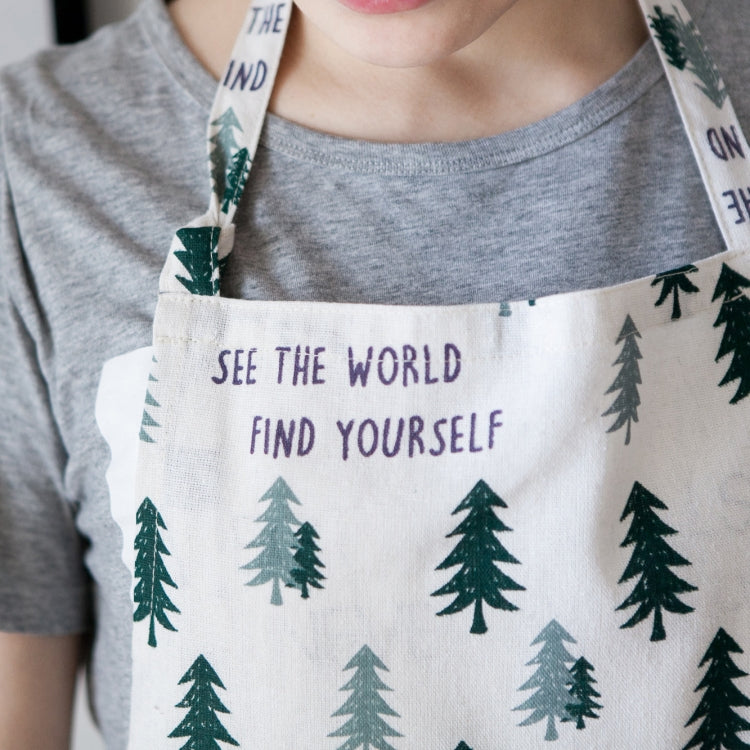 Nordic Style Cotton Linen Printing Apron(Black Grid)