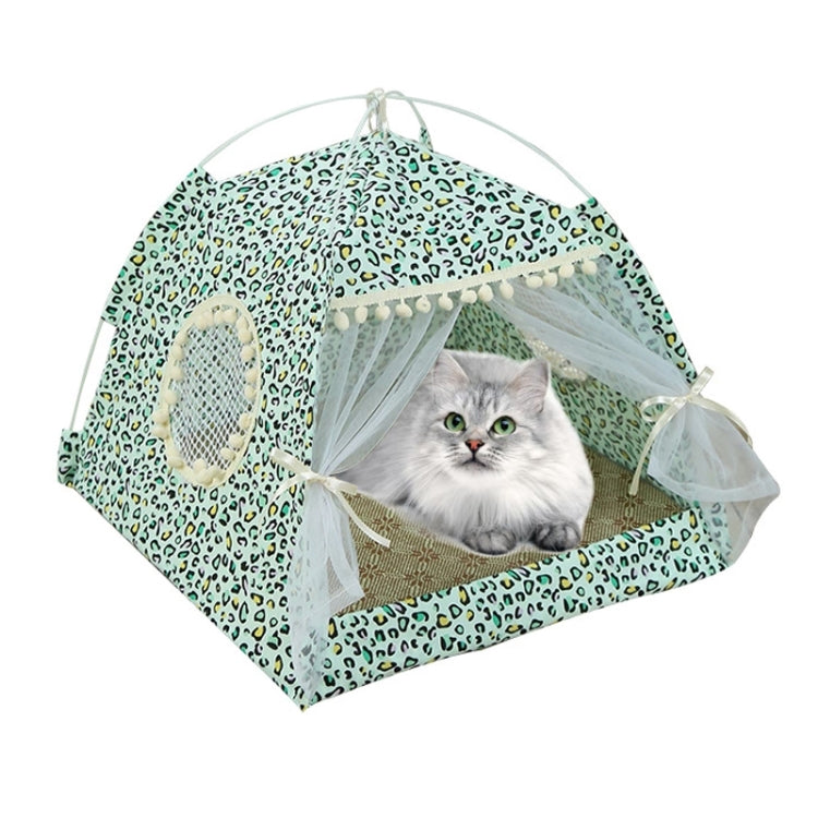 Four Seasons Universal Cat Small Dog Tent Removable and Washable Cat Litter Pet Nest, Size:M(Leopard Grain Green)