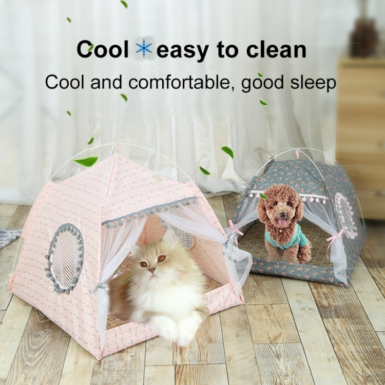 Four Seasons Universal Cat Small Dog Tent Removable and Washable Cat Litter Pet Nest, Size:M(Leopard Grain Green)