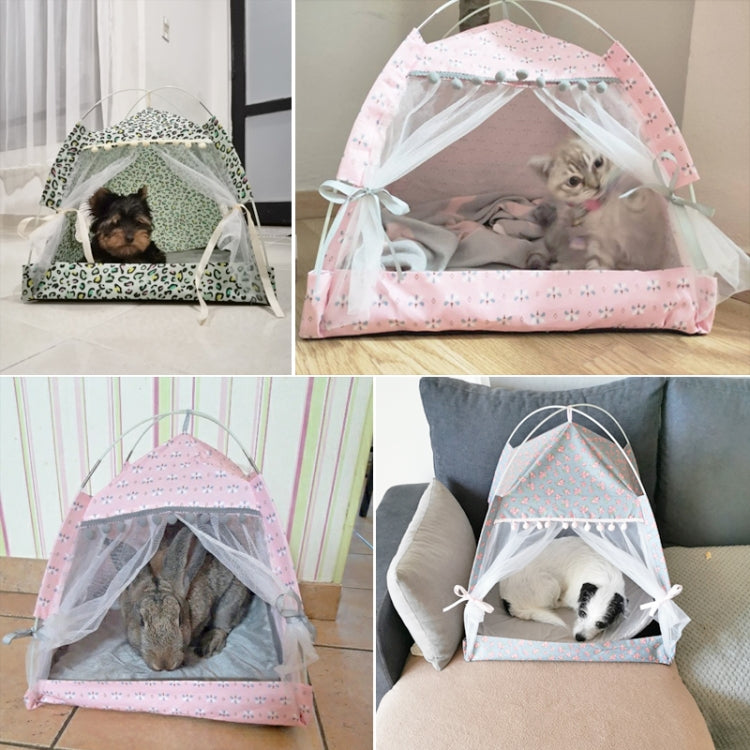 Four Seasons Universal Cat Small Dog Tent Removable and Washable Cat Litter Pet Nest, Size:M(Leopard Grain Green)