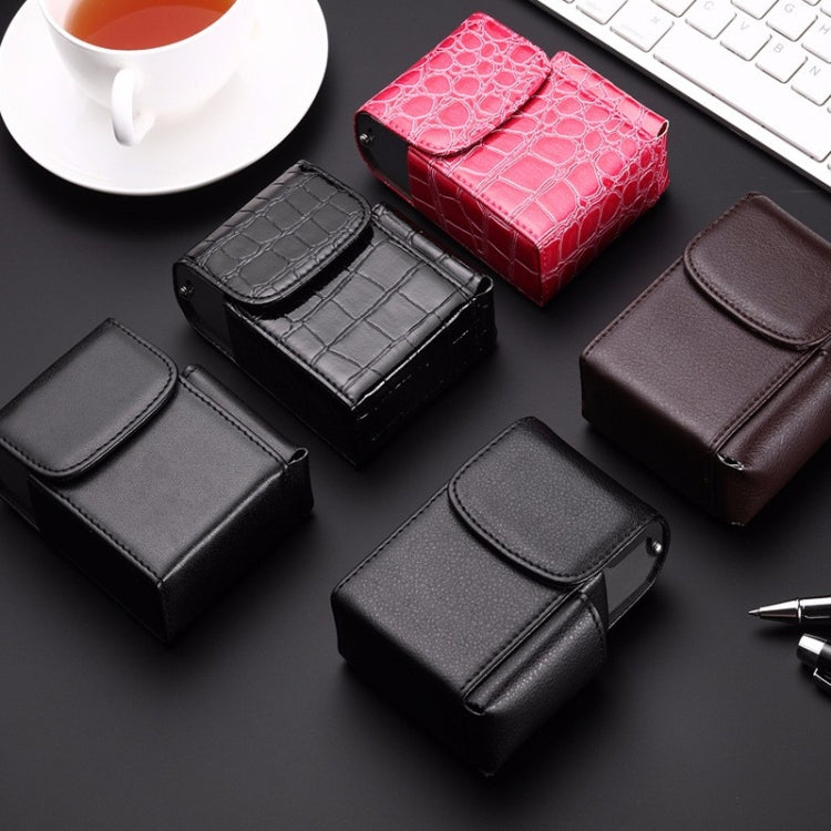 PU Leather Cigarette Case Lighter Case Business Card Case(Stone Pattern Black)