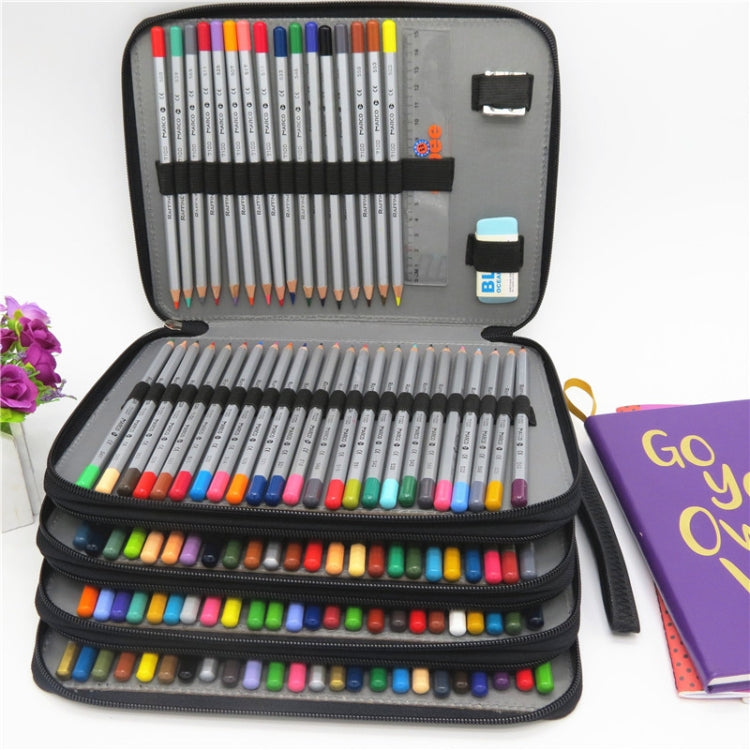 PU Leather School Pencil Case 184 Holes Large Capacity Colored Pencil Bag Box Multi-functional Pencilcase Art Supplies Gift Without Pen(Rose Red)
