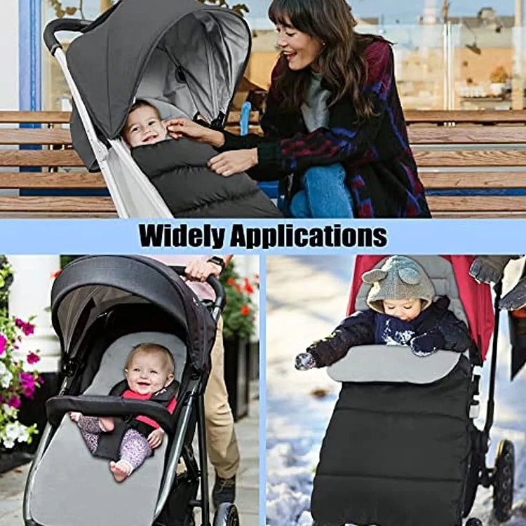Winter and Autumn Baby Stroller Sleeping Bag Waterproof Stroller Foot Cover(Black)