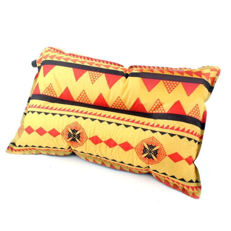 Portable Ethnic Style Automatic Inflatable Pillows Outdoor Camping Tent Camping Equipment Car Travel Pillows(Orange Stripes)