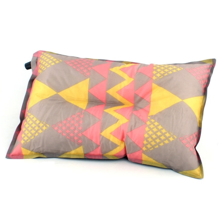 Portable Ethnic Style Automatic Inflatable Pillows Outdoor Camping Tent Camping Equipment Car Travel Pillows(Red Yellow Printing)