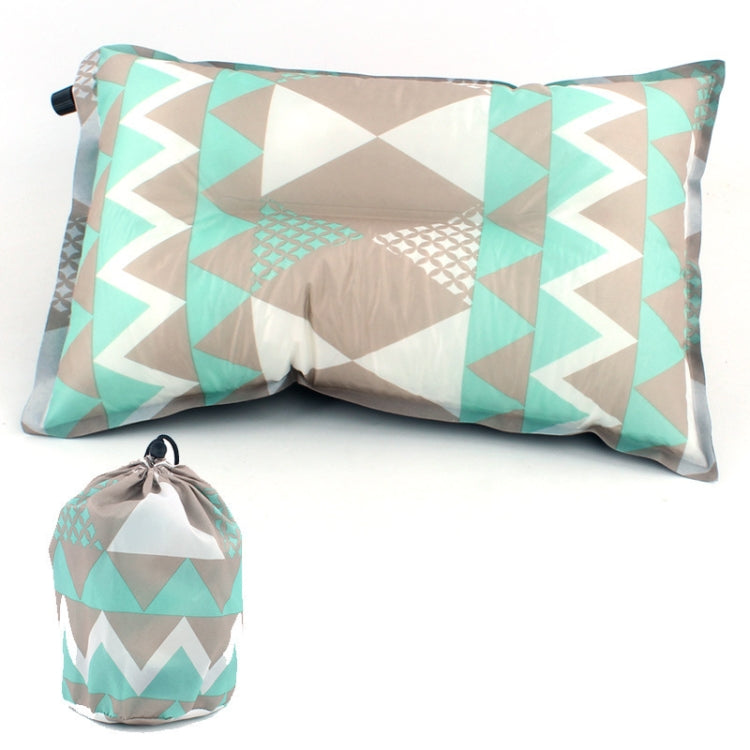 Portable Ethnic Style Automatic Inflatable Pillows Outdoor Camping Tent Camping Equipment Car Travel Pillows(Gray Blue Print)