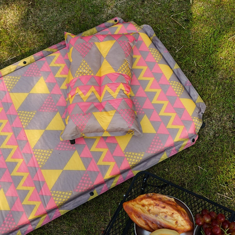Double Air Hole Automatic Inflatable Pad Outdoor Camping Tent Pad Moisture-Proof Stitched Lunch Break Sleeping Pad(Gray Blue Printing)