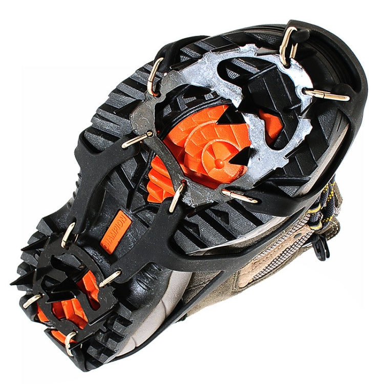 18 Teeth Silica Gel Steel Claw Ice Climbing on Foot Non-slip Mountaineering Foot Cover, One Pair(L (4346))