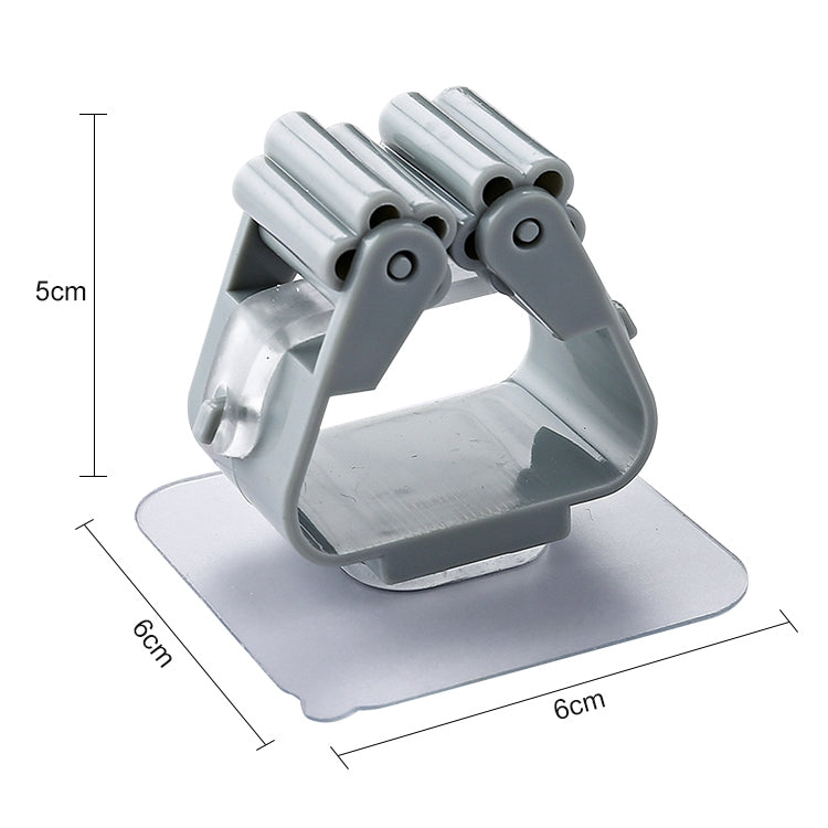 Mop Holder Wall Mounted Organizer Holder Household Kitchen Bathroom Adhesive Storage Broom Hanger Clip Hook Racks(Grey)