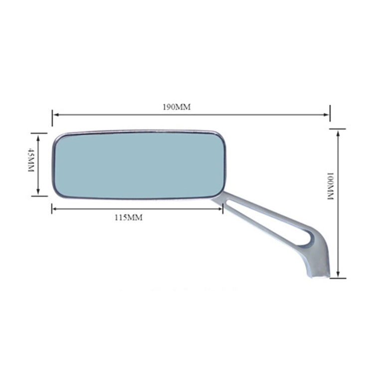 Anti-glare Square Aluminum Motorcycle Modified Rearview Mirror, White Mirror