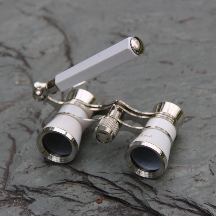 Metal 3 X 25 Lady With Handle Chrome Double Cylinder Telescope( Pearl white)
