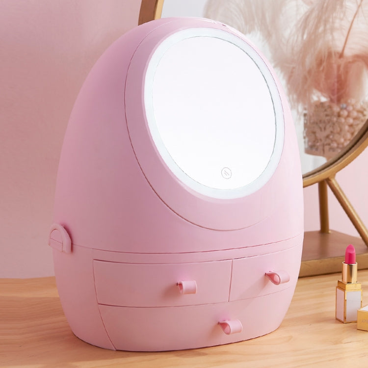 Desktop Dustproof Portable Cosmetic Storage Box With Mirror, Colour: Pink Single Mirror