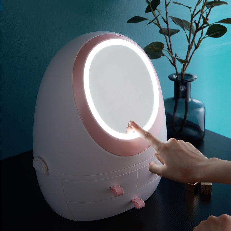 Desktop Dustproof Portable Cosmetic Storage Box With Mirror, Colour: Pink Single Mirror
