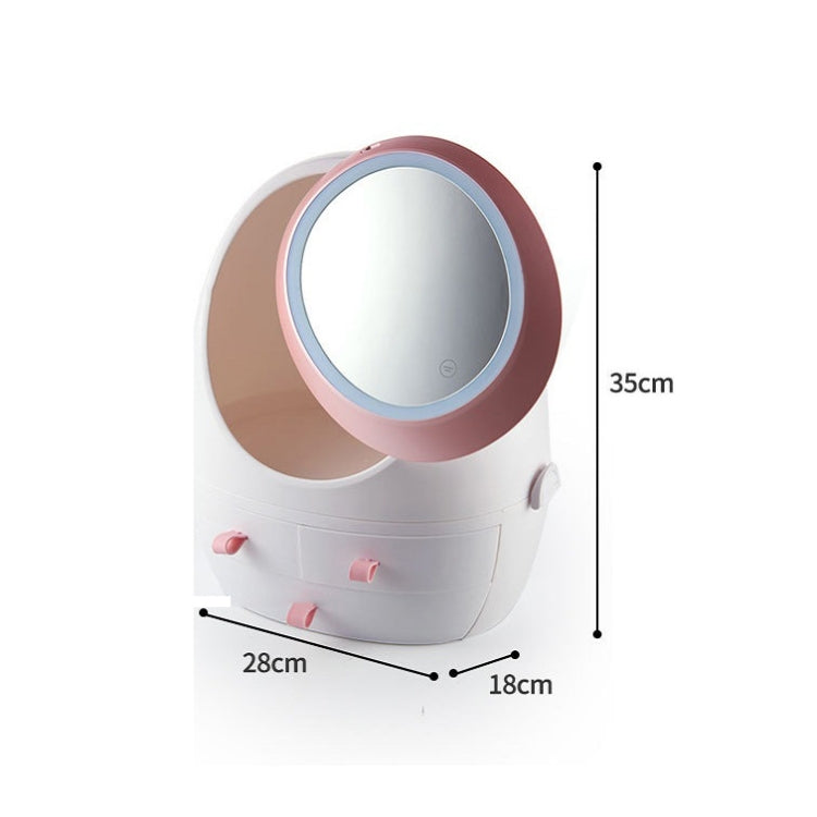 Desktop Dustproof Portable Cosmetic Storage Box With Mirror, Colour: Pink Single Mirror