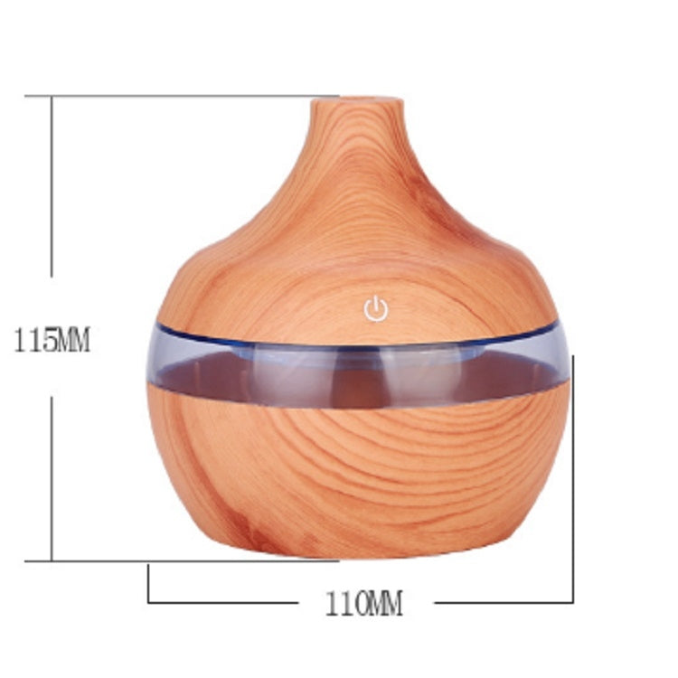 300ML Waterdrop Shape USB Wood Grain Aromatherapy Air Purifier Mute Humidifier, Color: Deep Wood Grain