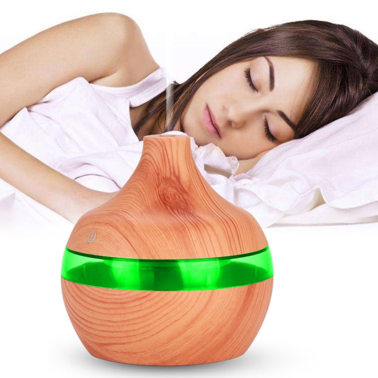 300ML Waterdrop Shape USB Wood Grain Aromatherapy Air Purifier Mute Humidifier, Color: Deep Wood Grain
